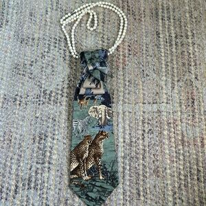 Upcycled Ladies Necktie Silk Necktie Necklace - Africa
